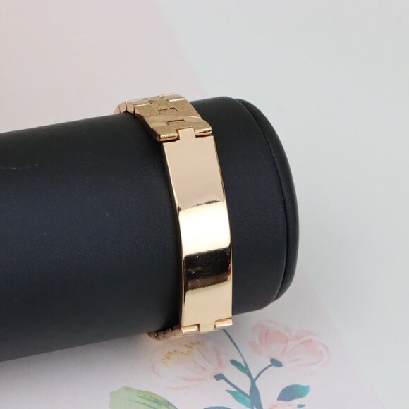 "Sleek Rose Gold Plated Bracelet in Polished Bold Panel Design, XPBL1133 - Picture 6 of 12